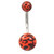 Orange & Black Leopard Printed Ball Belly Ring