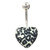 Black & White Leopard Printed Heart Belly Ring