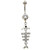 Bony Fish Clear Gem Paved Dangle Belly Ring