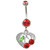 Red Cherries Checkered Heart Steel Belly Ring