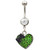 Leopard Print Green Heart & Bow Dangle Belly Ring
