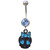 Black Skull Blue Heart Eyes and Bow Belly Ring