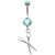 Aqua Gem Pair of Scissors Steel Belly Ring