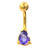 Gold Plated Purple Solitaire Tear Drop Belly Ring