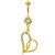 Gold Plated Tangled Heart Dangle Belly Ring w/Gems