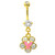 Gold Plated Centered Pink Butterfly Belly Ring