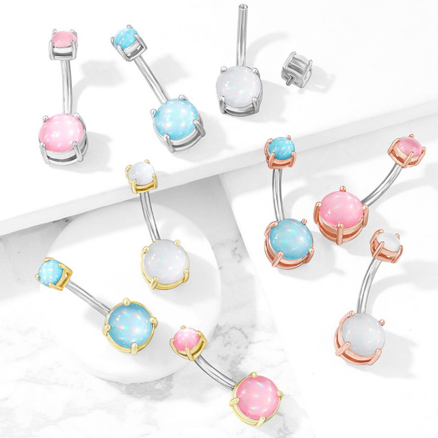 Luminous Epoxy Stones Steel Belly Ring