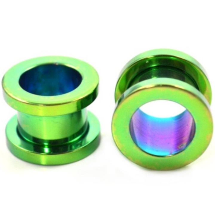 Green Titanium Screw Fit Tunnel Plugs (14g-1")