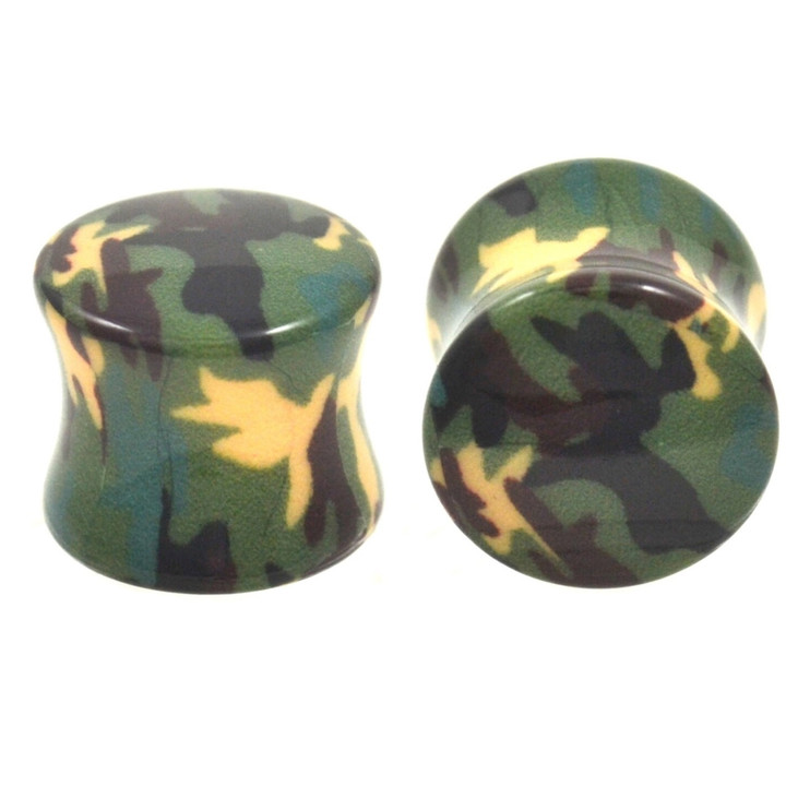 Army Green Camouflage Camo Saddle Plugs (2g-5/8")