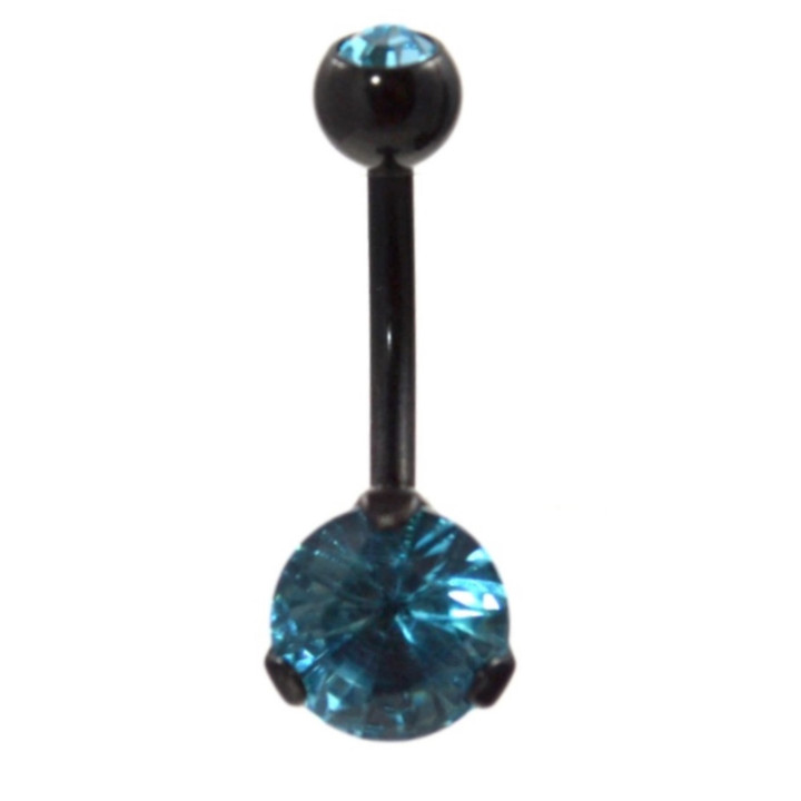 Black & Blue Double Gem Prong Set Belly Ring