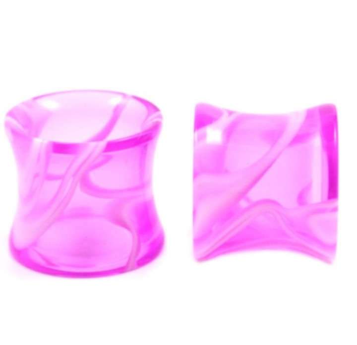 Purple & White Marble Swirl Hollow Tunnels (10g-1/2")