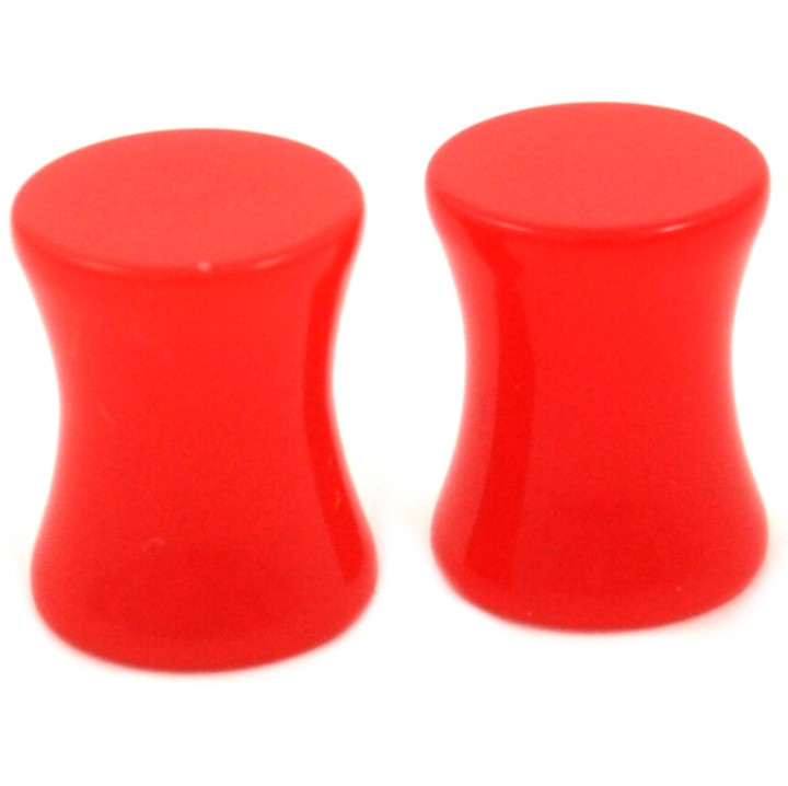 Red Acrylic Double Flared Ear Plugs (8g-1")