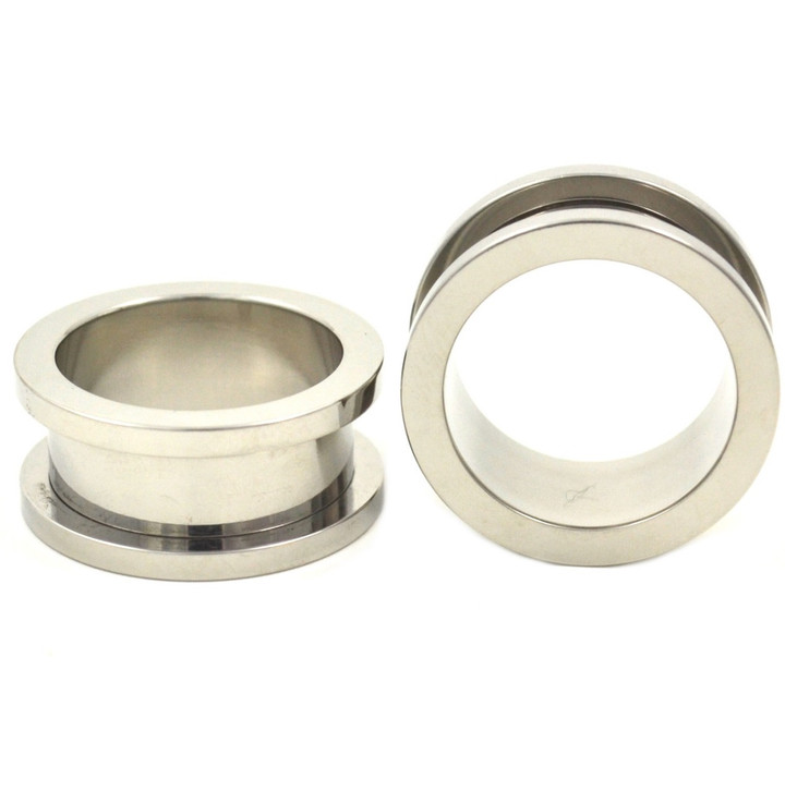 Classic Steel Screw Fit Tunnels Ear Plugs (14g-1")