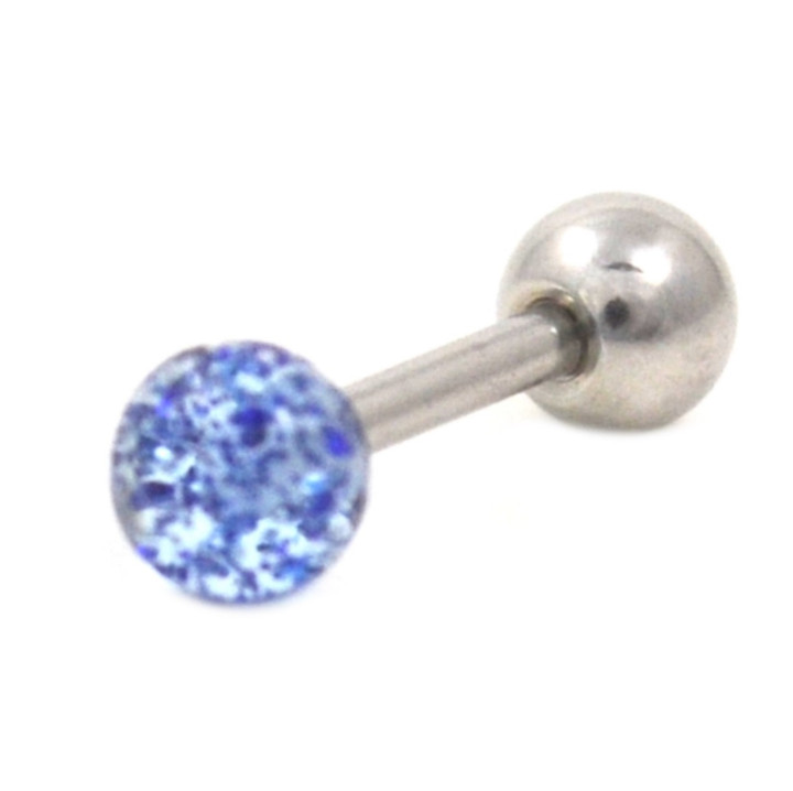 Blue Glitter Ball Cartilage Tragus Barbell 16g 1/4"