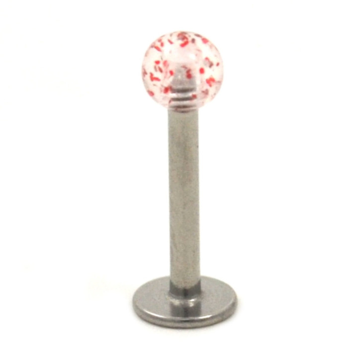Red Glitter Ball Labret Monroe Stud Bar - 16G 5/16"