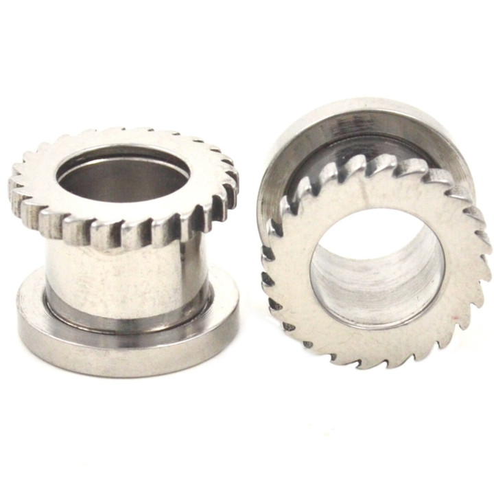 Jagged Saw Blade Ear Tunnels Plugs (8g-1/2")