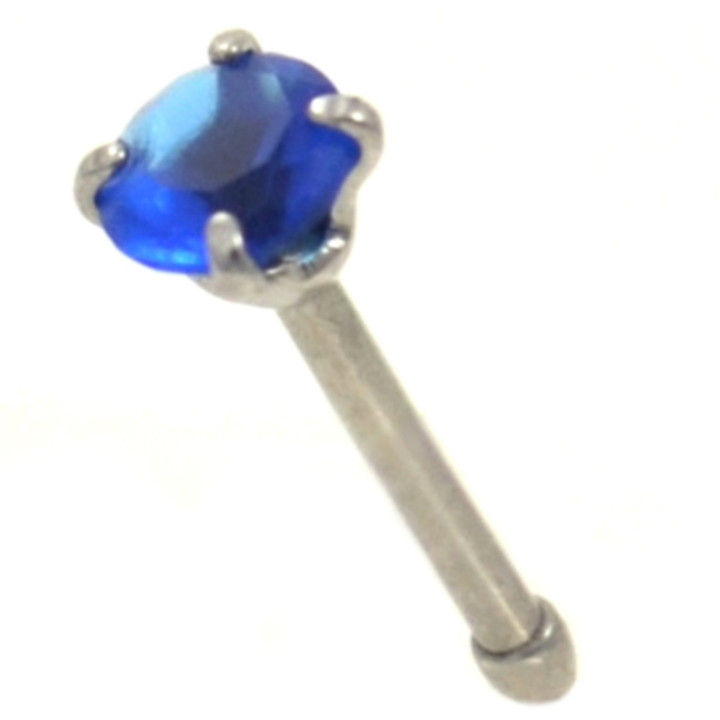 3mm Round Blue Gem Nose Bone Piercing 20g 1/4"
