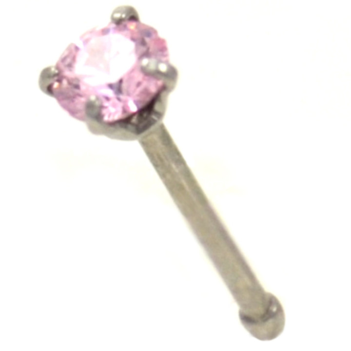 3mm Round Pink Gem Nose Bone Piercing 20g 1/4" 3mm Round Pink Gem Nose Bone Piercing 20g 1/4"