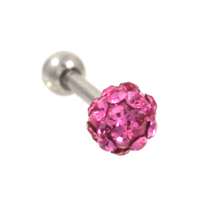 Pink Ferido Gems Ball Cartilage Tragus Barbell 16g 