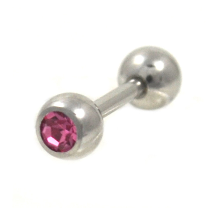 Press Fit 3mm Pink Gem Cartilage Tragus Barbell 16g 