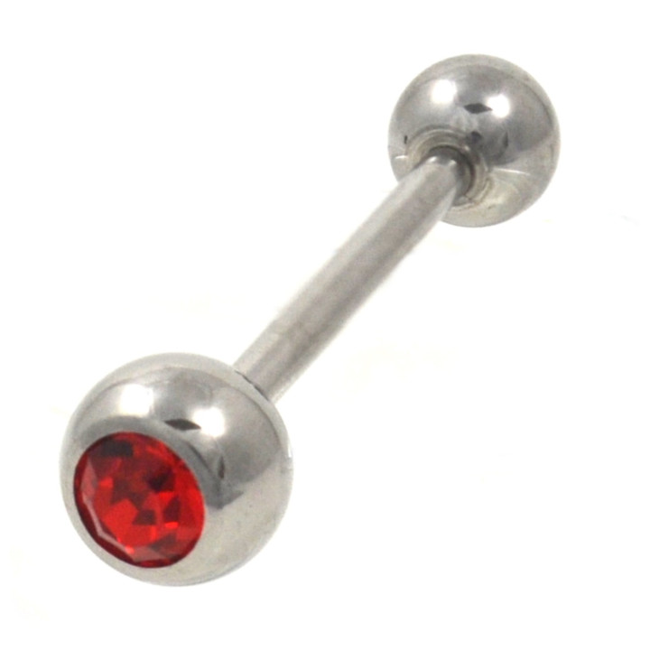 Press Fit 4mm Red Gem Tongue Ring Barbell 14g 5/8" Press Fit 4mm Red Gem Tongue Ring Barbell 14g 5/8"