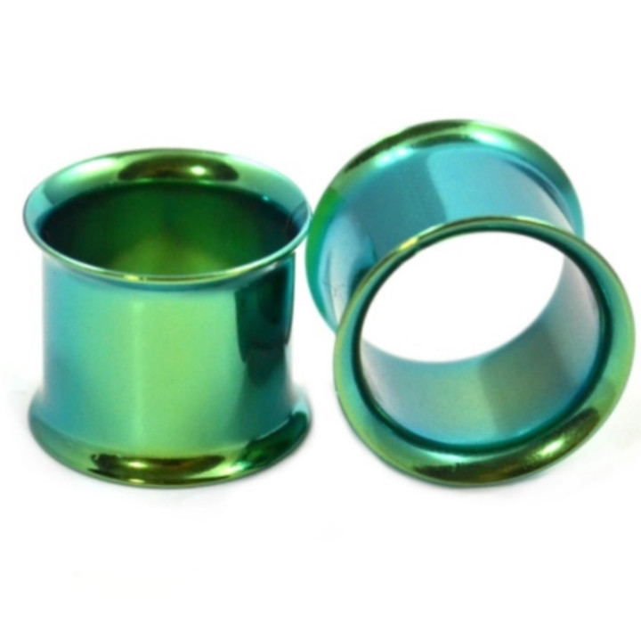 Green Titanium Double Flared Tunnel Plugs (12g-1)