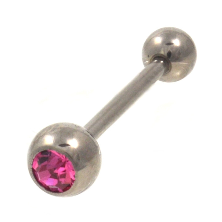 G23 Titanium Pink CZ Gem Tongue Ring Barbell 14g 5/8" G23 Titanium Pink CZ Gem Tongue Ring Barbell 14g 5/8"