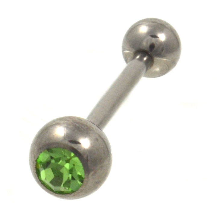 G23 Titanium Green CZ Gem Tongue Ring Barbell 14g 5/8" G23 Titanium Green CZ Gem Tongue Ring Barbell 14g 5/8"