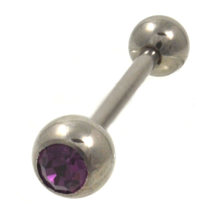 G23 Titanium Purple CZ Gem Tongue Ring Barbell 14g 5/8" G23 Titanium Purple CZ Gem Tongue Ring Barbell 14g 5/8"