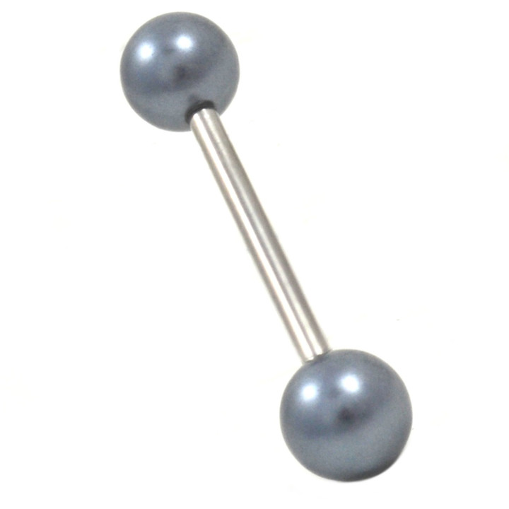 Grey Pearlescent Balls Straight Barbell 14g 5/8"