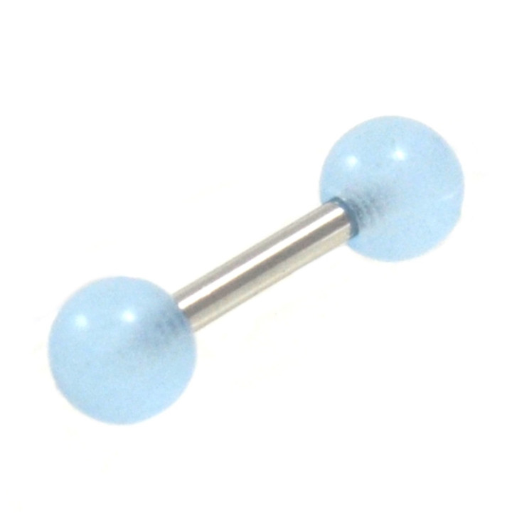 Blue Glow Double Ball Cartilage Tragus Barbell 16g 