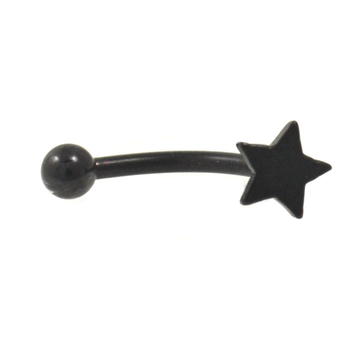 16G Black Star Titanium Curve Eyebrow Ring - 2 Sizes