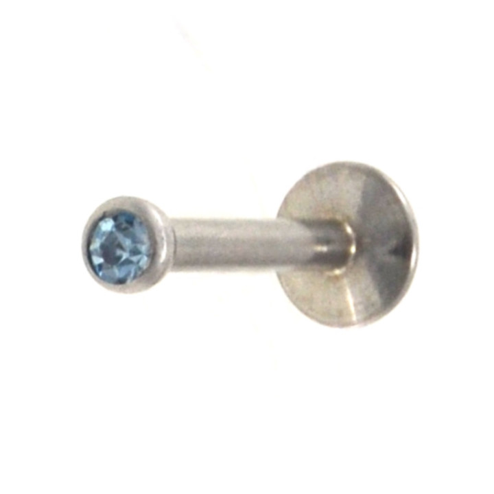 Tiny Aqua CZ Labret Monroe Tragus Bar 16g (2 Sizes)