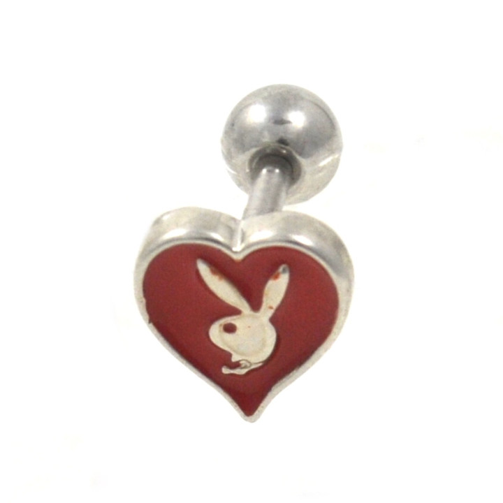 Playboy Bunny Heart Poker Suit Cartilage Tragus Bar 16g