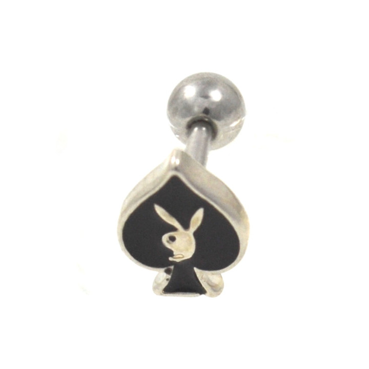 Playboy Bunny Spade Poker Suit Cartilage Tragus Bar 16g Playboy Bunny Spade Poker Suit Cartilage Tragus Bar 16g
