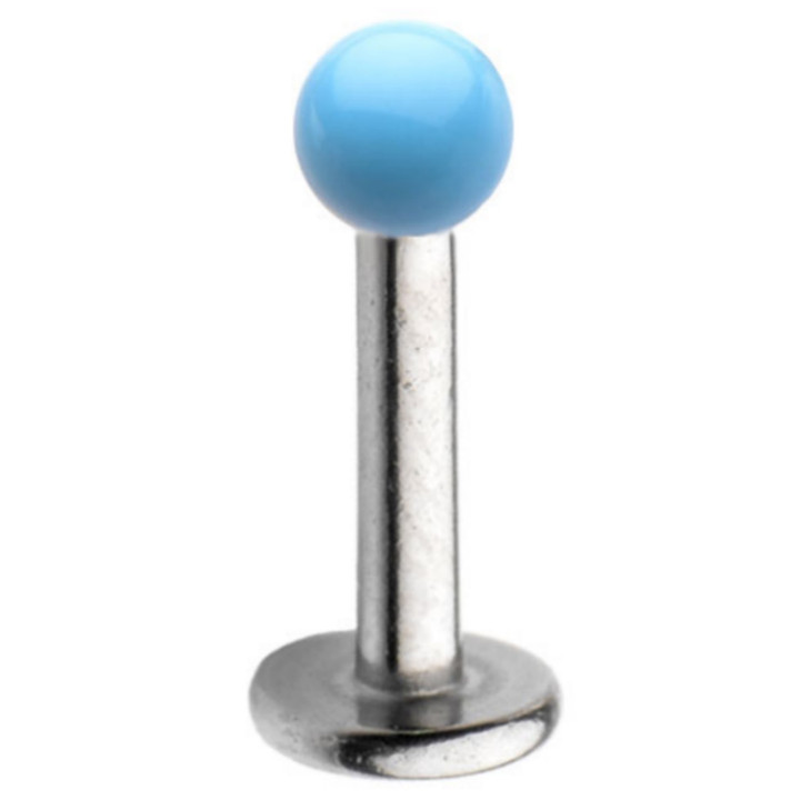 Light Blue Ceramic Coated Ball Top Labret Monroe 16G Light Blue Ceramic Coated Ball Top Labret Monroe 16G