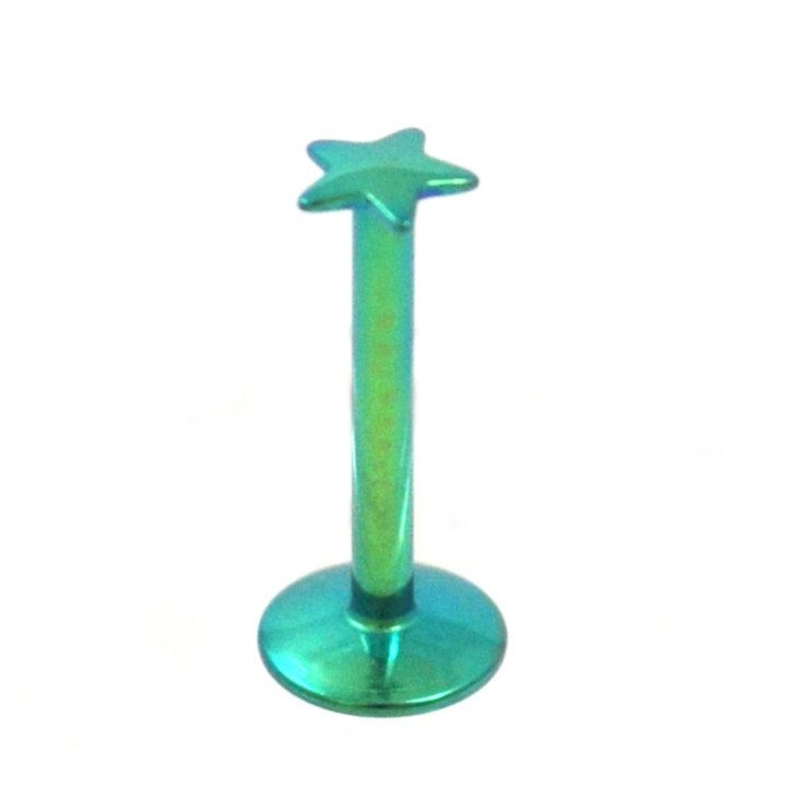 Green Star and Bar Labret Monroe Tragus - 16G (2 Szs)