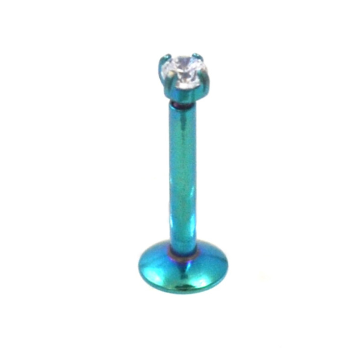 Green Titanium CZ Labret Monroe Tragus Bar 16g (2 Sz)