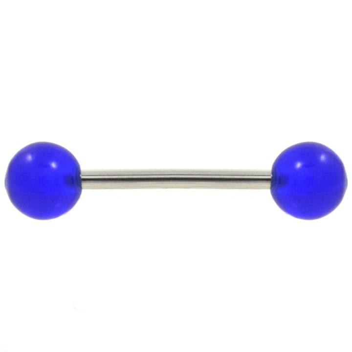 Blue UV Balls Tongue Ring Nipple Barbell 14G (2 sz) Blue UV Balls Tongue Ring Nipple Barbell 14G (2 sz)