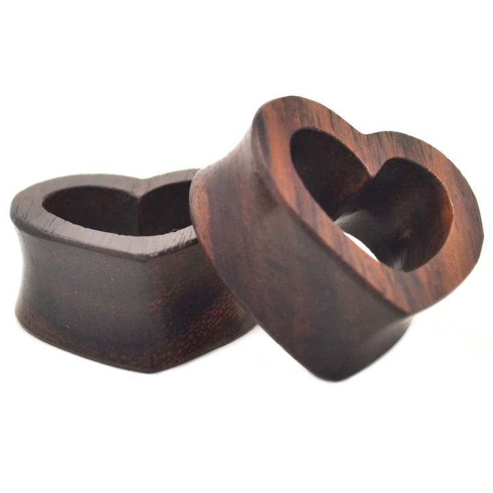 Sono Wood Heart Shaped Tunnels Plugs (0g-1")