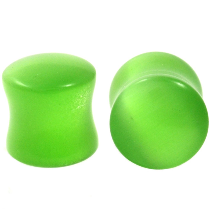 Green Cat's Eye Gem Stone Ear Plugs (2g-5/8")