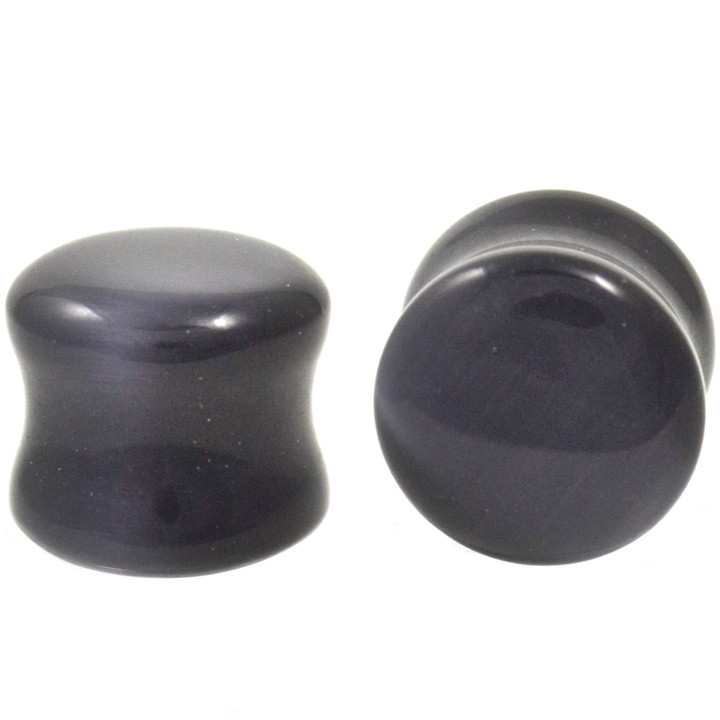 Black Cat's Eye Gem Stone Ear Plugs (2g-5/8")