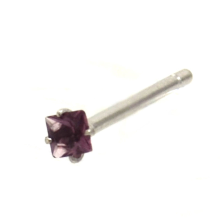 Bend To Fit Purple Square CZ Gem Nose Bone 20 Gauge Bend To Fit Purple Square CZ Gem Nose Bone 20 Gauge