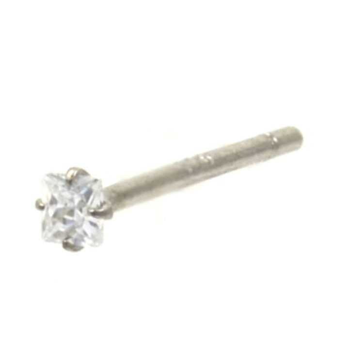 Bend To Fit Clear Square CZ Gem Nose Bone 20 Gauge Bend To Fit Clear Square CZ Gem Nose Bone 20 Gauge
