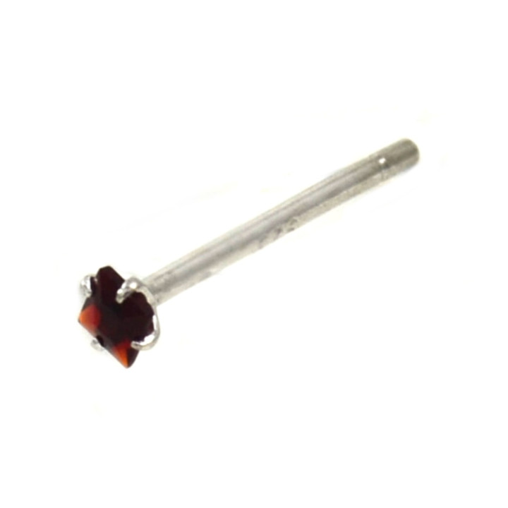 Bend To Fit Red Square CZ Gem Nose Bone 20 Gauge