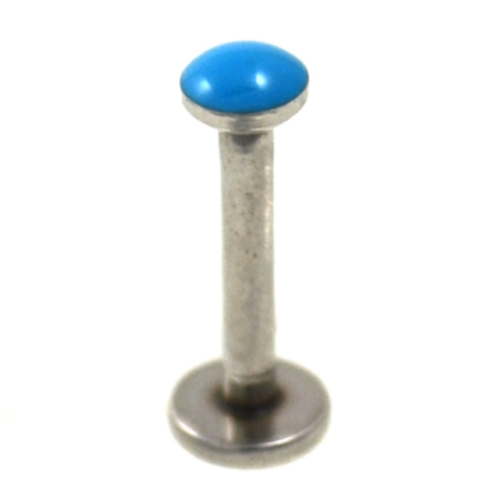 Blue Enamel Top Labret Monroe Tragus Bar 16G 