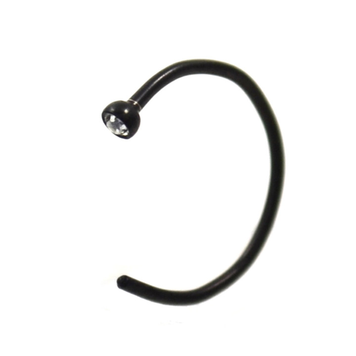 2mm Clear CZ Black Nose Hoop Ring 20g 5/16"