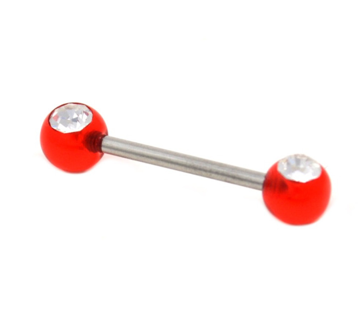 Double Gem Red Acrylic Nipple Barbell 14g 5/8"