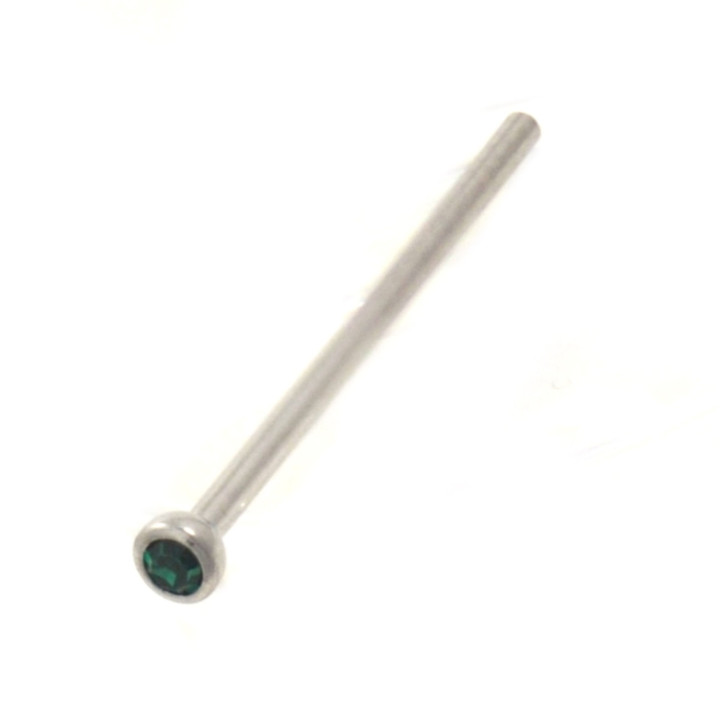 Bendable Dark Green Round CZ Gem Nose Bone 18 Gauge