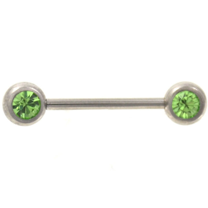 Double Green Gem Steel Nipple Barbell 14g 5/8"